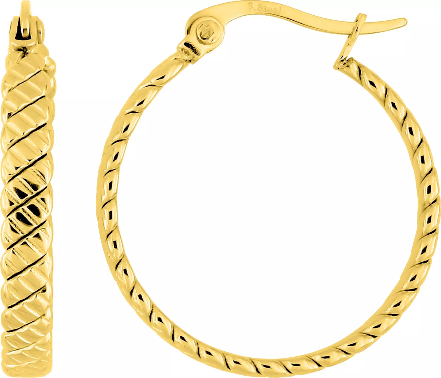 Boucles d'oreilles Créoles Acier Doré Eloenore Diamètre 25mm - Boucles d'oreilles en Acier - Bijoux en Vogue