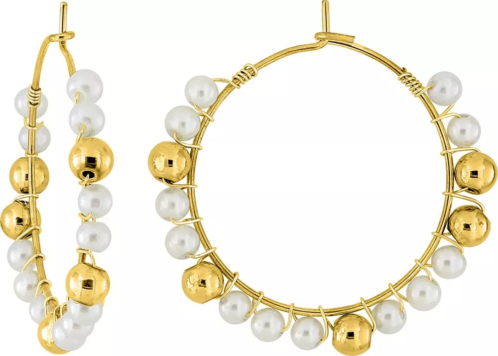 Boucles d'oreilles Créoles Acier Doré Floricia Diamètre 30mm - Boucles d'oreilles en Acier - Bijoux en Vogue