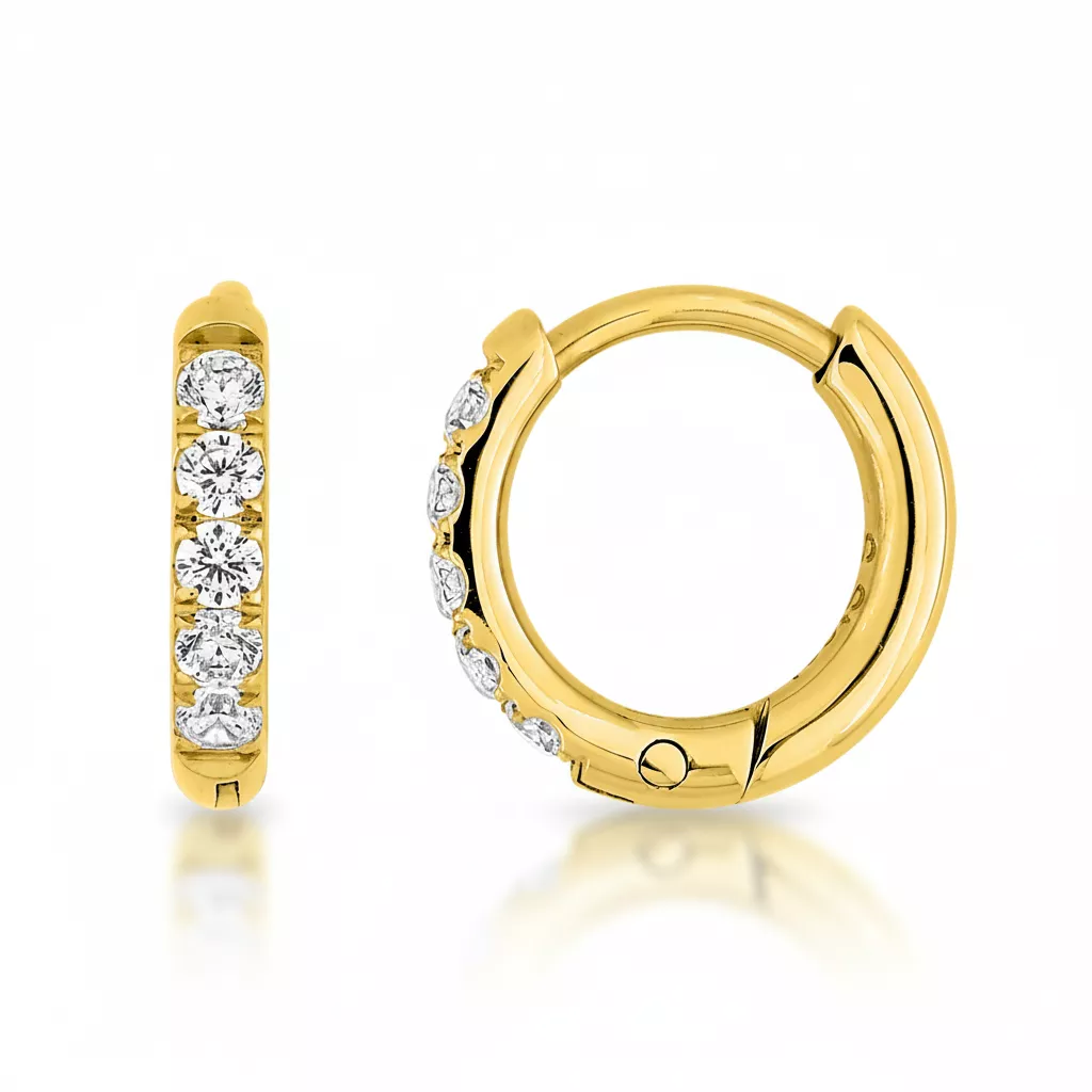 Boucles d'oreilles Créoles Acier Doré Adamantica Diamètre 12mm - Boucles d'oreilles en Acier - Bijoux en Vogue