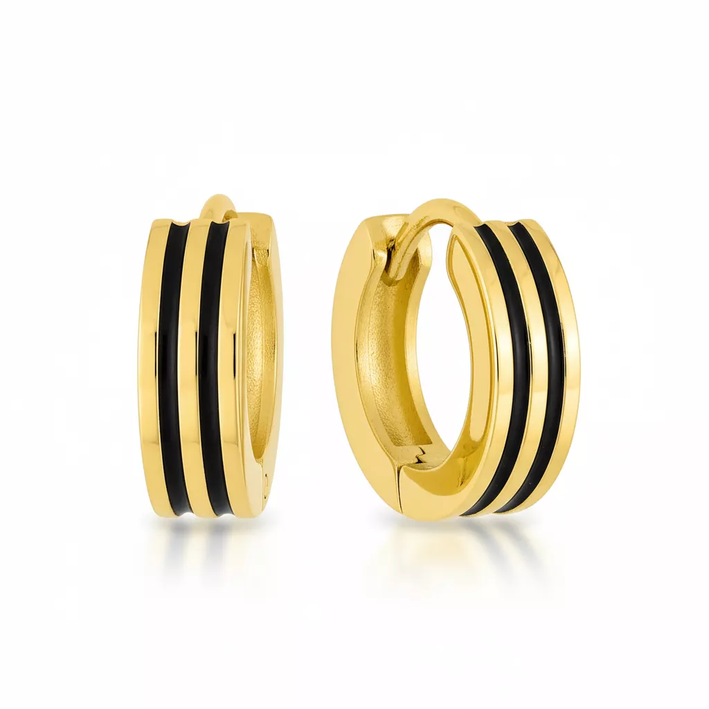 Boucles d'oreilles Créoles Homme Acier Doré Felipe IP blanc,noir Diamètre 13mm - Boucles d'oreilles en Acier