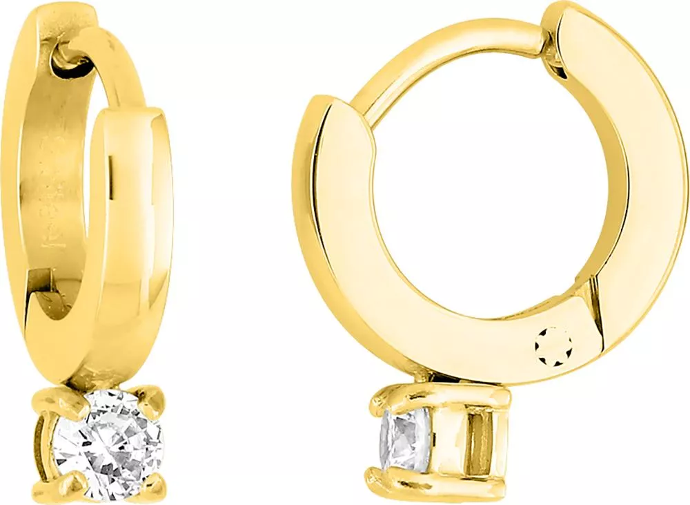 Boucles d'oreilles Créoles Acier Doré Junga Zirconium - Boucles d'oreilles en Acier - Bijoux en Vogue