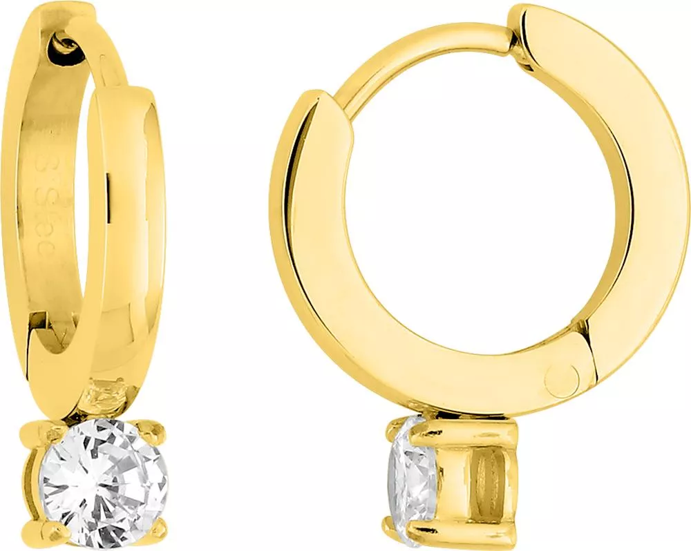 Boucles d'oreilles Créoles Acier Doré Nkonga Zirconium - Boucles d'oreilles en Acier - Bijoux en Vogue