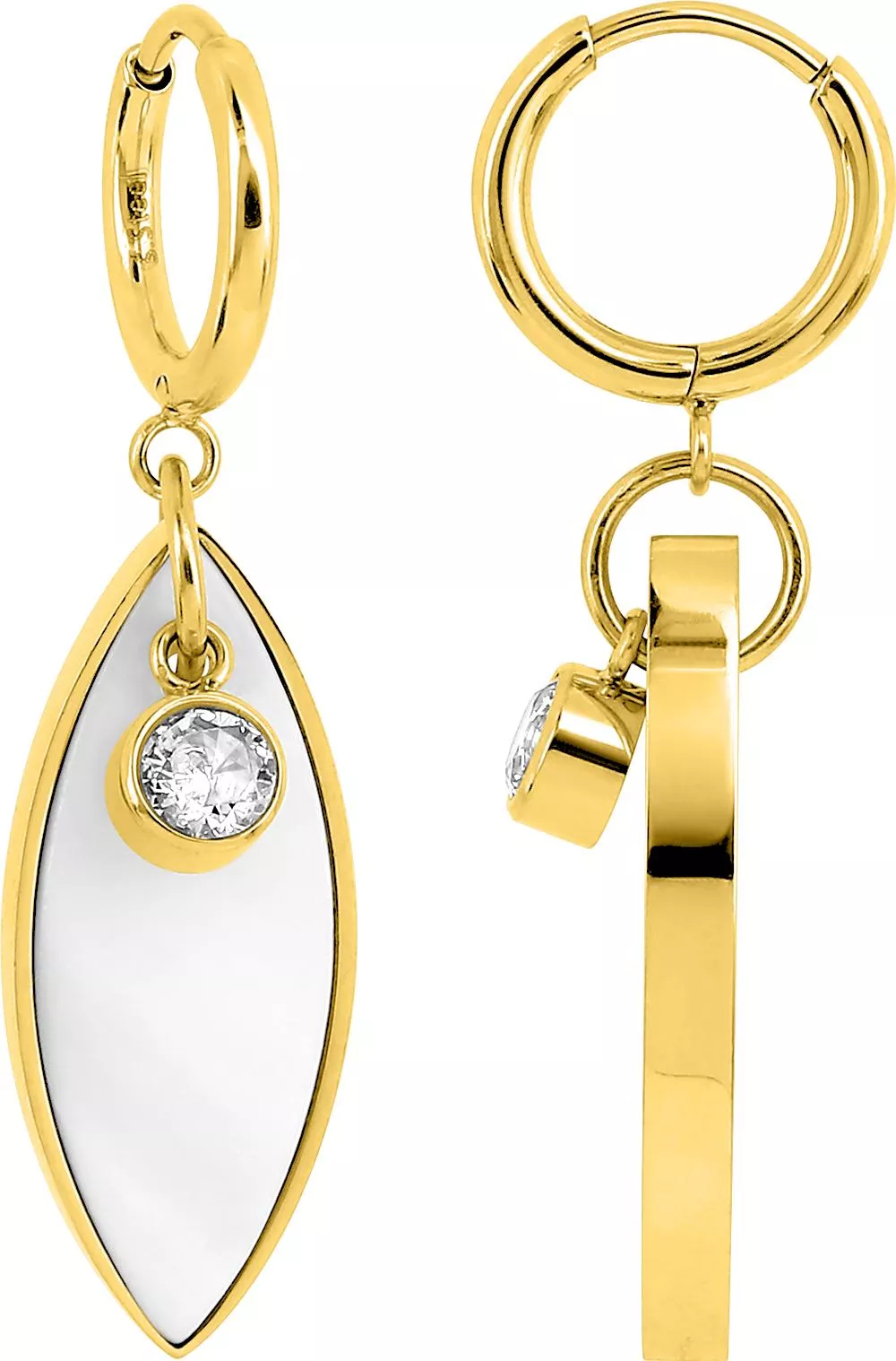 Boucles d'oreilles Créoles Acier Doré Delidia Zirconium - Boucles d'oreilles en Acier - Bijoux en Vogue