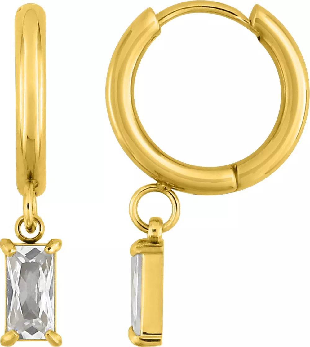 Boucles d'oreilles Créoles Acier Doré Bea Diamètre 14mm Zirconium - Boucles d'oreilles en Acier - Bijoux en Vogue