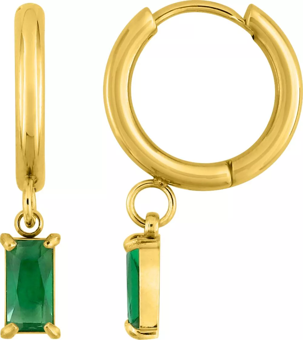 Boucles d'oreilles Créoles Acier Doré Dionna Diamètre 14mm Zirconium Vert - Boucles d'oreilles en Acier - Bijoux en Vogue