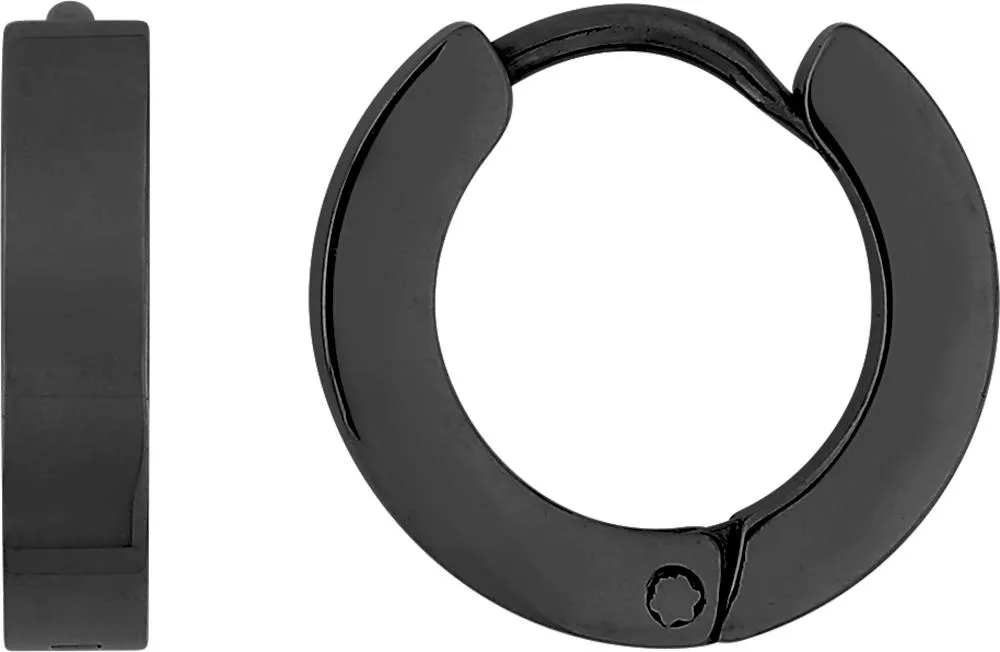 Boucles d'oreilles Créoles Homme Acier Florival IP noir Diamètre 13mm - Boucles d'oreilles en Acier - Bijoux en Vogue