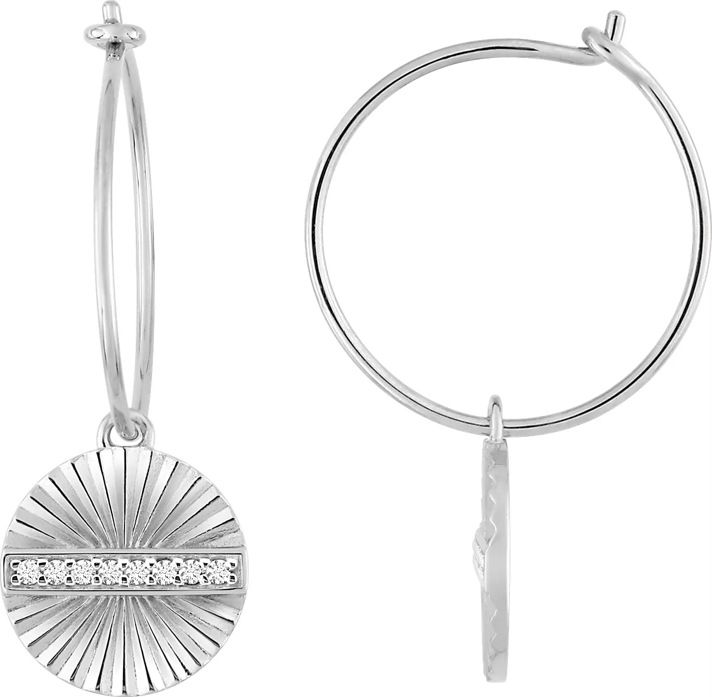 Boucles d'oreilles Créoles Argent Hlalia Zirconium Ø 15mm - Boucles d'oreilles en Argent 925 - Bijoux en Vogue