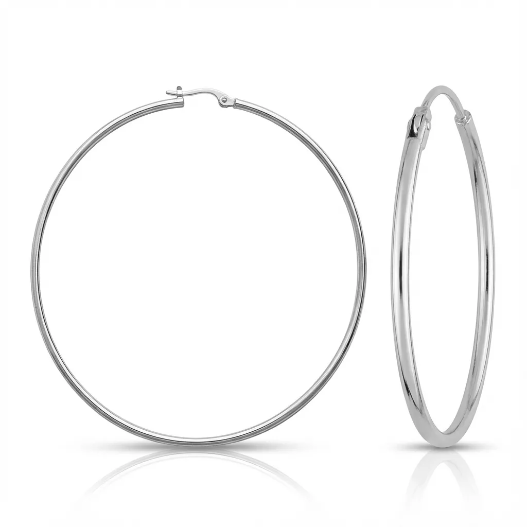 Boucles d'oreilles Créoles Argent Benta Ø 70mm - Boucles d'oreilles en Argent 925 - Bijoux en Vogue