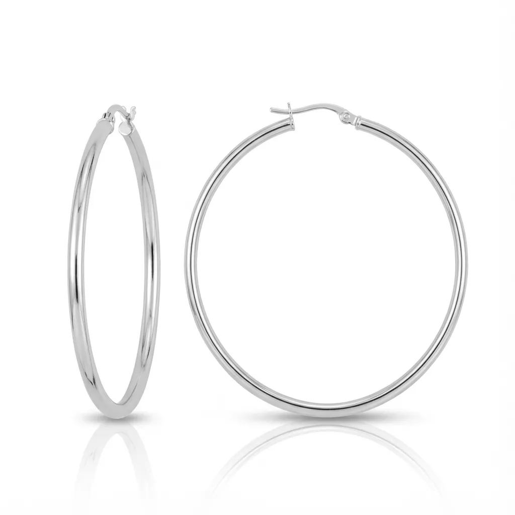 Boucles d'oreilles Créoles Argent Ramanampamatahotra Ø 60mm - Boucles d'oreilles en Argent 925 - Bijoux en Vogue