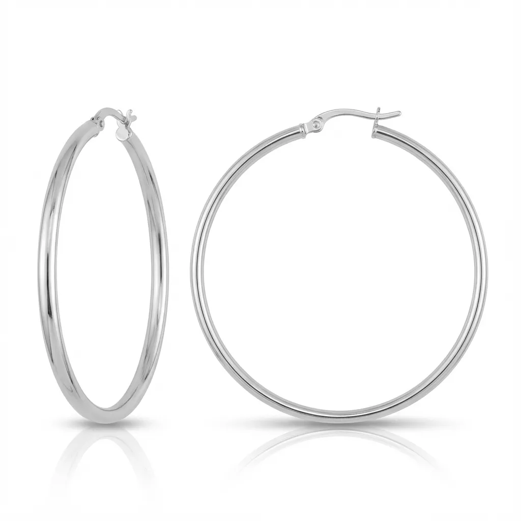 Boucles d'oreilles Créoles Argent Azdinne Ø 55mm - Boucles d'oreilles en Argent 925 - Bijoux en Vogue