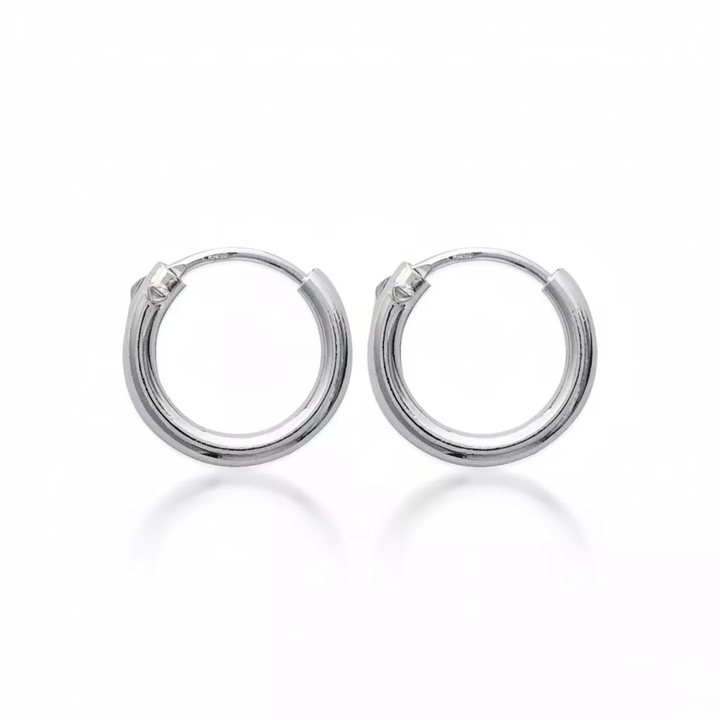 Boucles d'oreilles Créoles Argent Bidet Minimaliste - Boucles d'oreilles en Argent 925 - Bijoux en Vogue