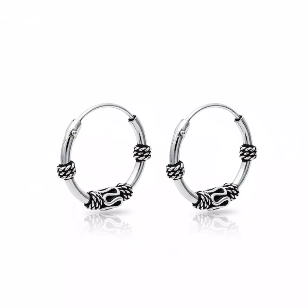 Boucles d'oreilles Créoles Argent Delalot Texturé - Boucles d'oreilles en Argent 925 - Bijoux en Vogue