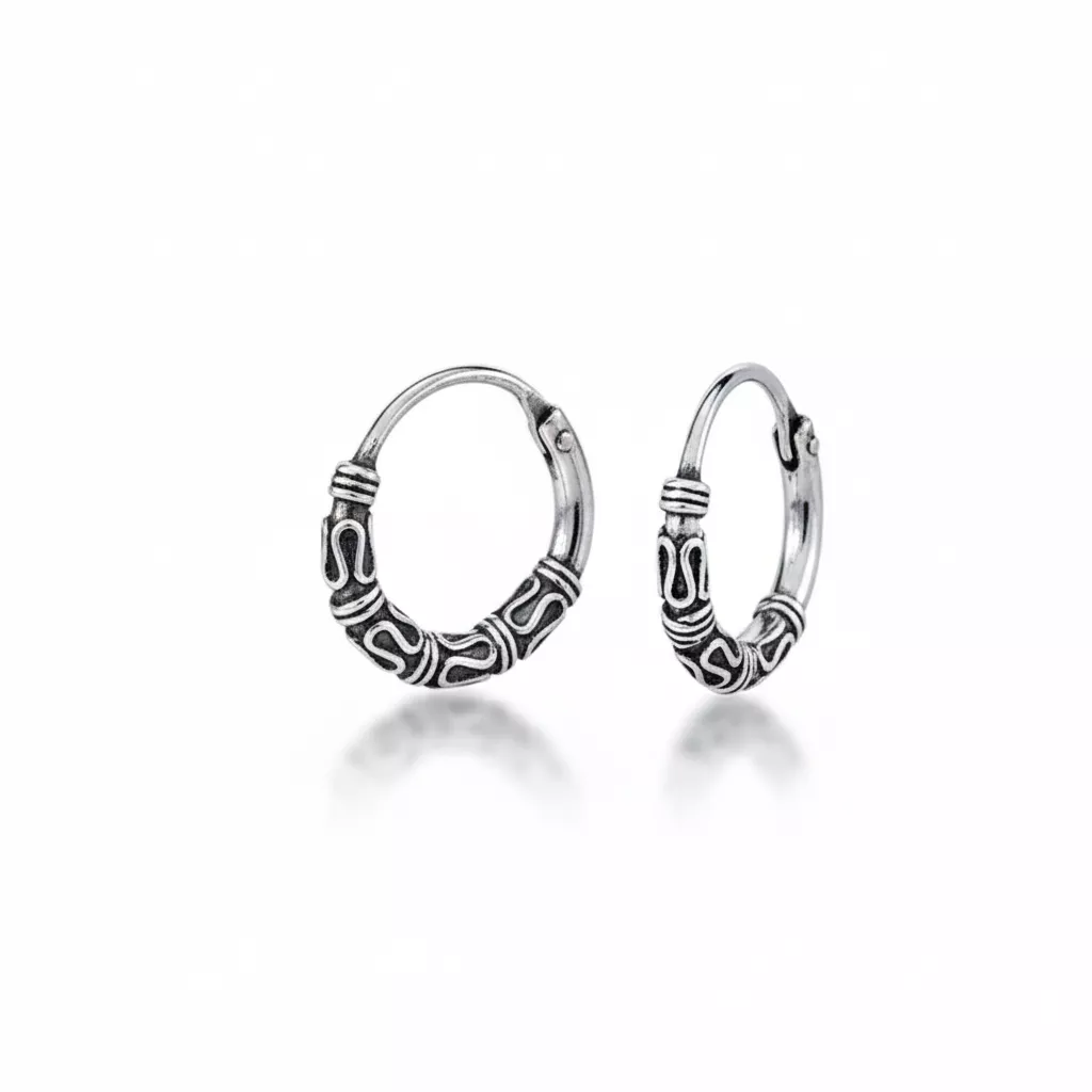 Boucles d'oreilles Créoles Argent Dorfmann Texturé - Boucles d'oreilles en Argent 925 - Bijoux en Vogue