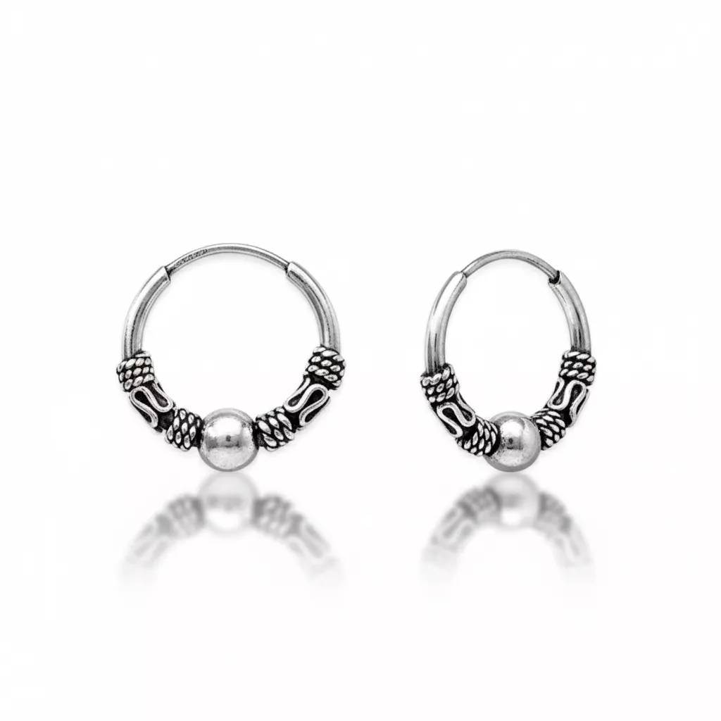 Boucles d'oreilles Créoles Argent Brillet Texturé - Boucles d'oreilles en Argent 925 - Bijoux en Vogue