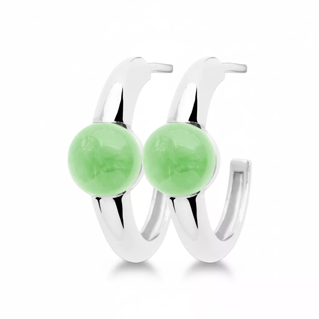 Boucles d'oreilles Créoles Argent Berbie Péridot Couleurs - Boucles d'oreilles en Argent 925 - Bijoux en Vogue
