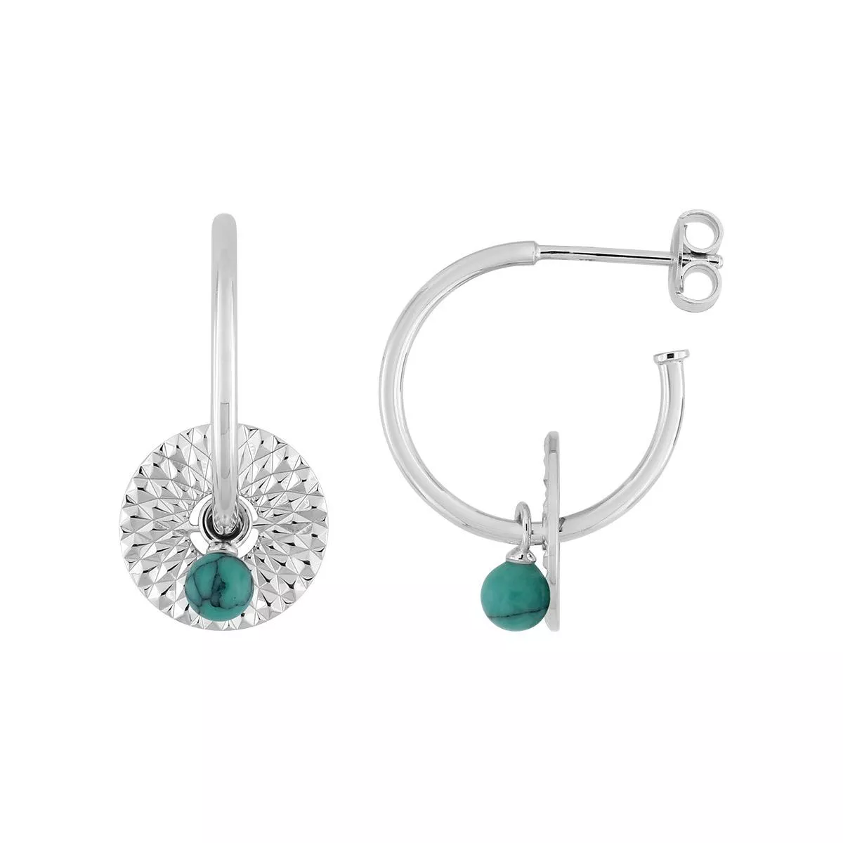 Boucles d'oreilles Créoles Argent Selenia Turquoise - Boucles d'oreilles en Argent 925 - Bijoux en Vogue