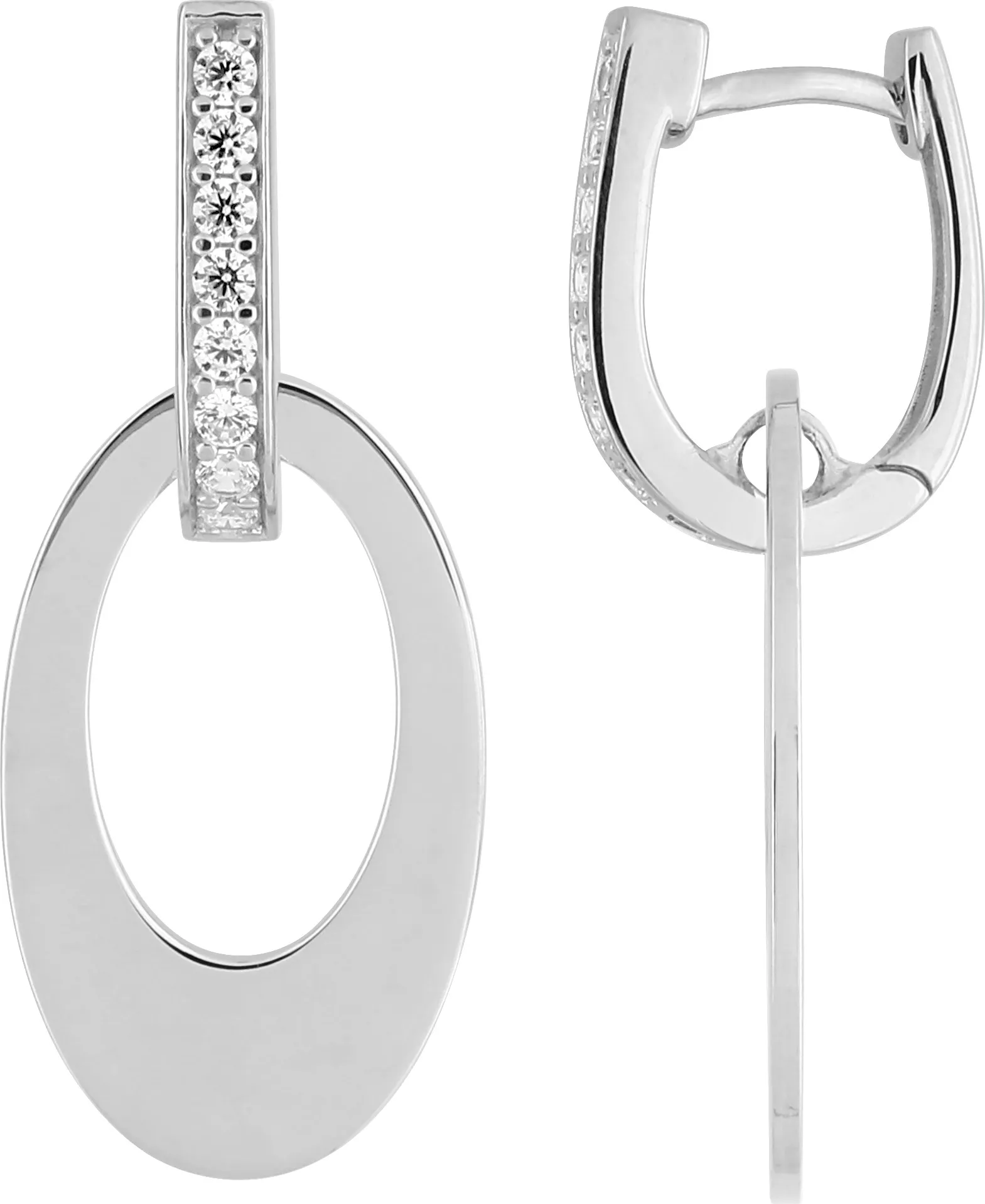Boucles d'oreilles Créoles Argent Ibraima Zirconium - Boucles d'oreilles en Argent 925