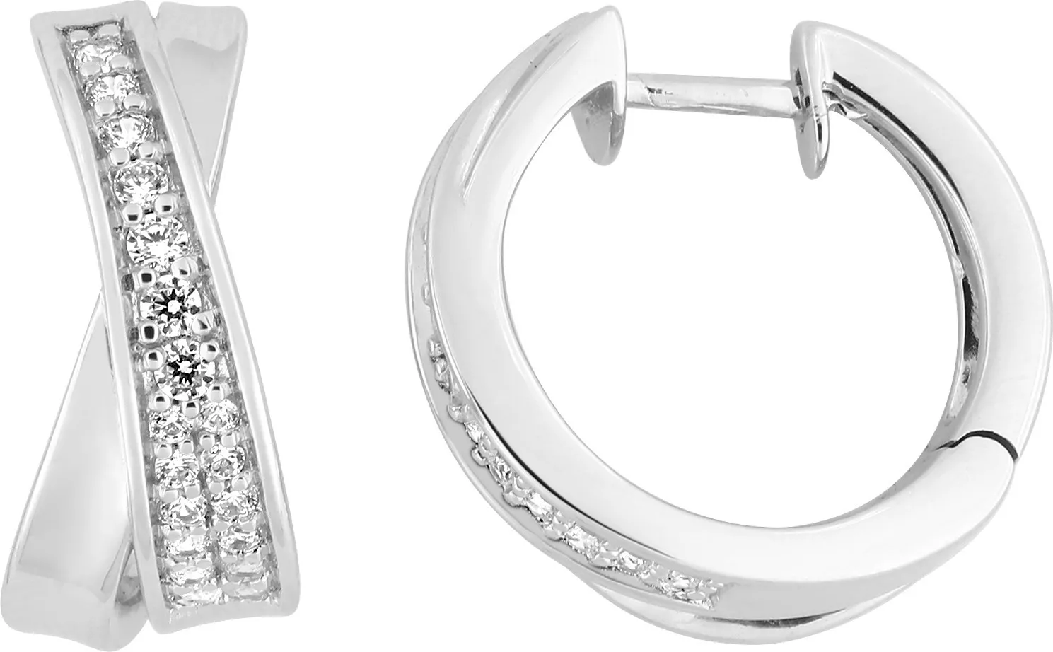 Boucles d'oreilles Créoles Argent Adianie Zirconium - Boucles d'oreilles en Argent 925