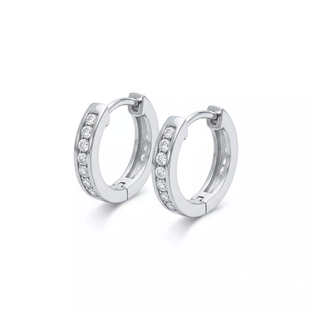 Boucles d'oreilles Créoles Argent Geraline Zirconium - Boucles d'oreilles en Argent 925