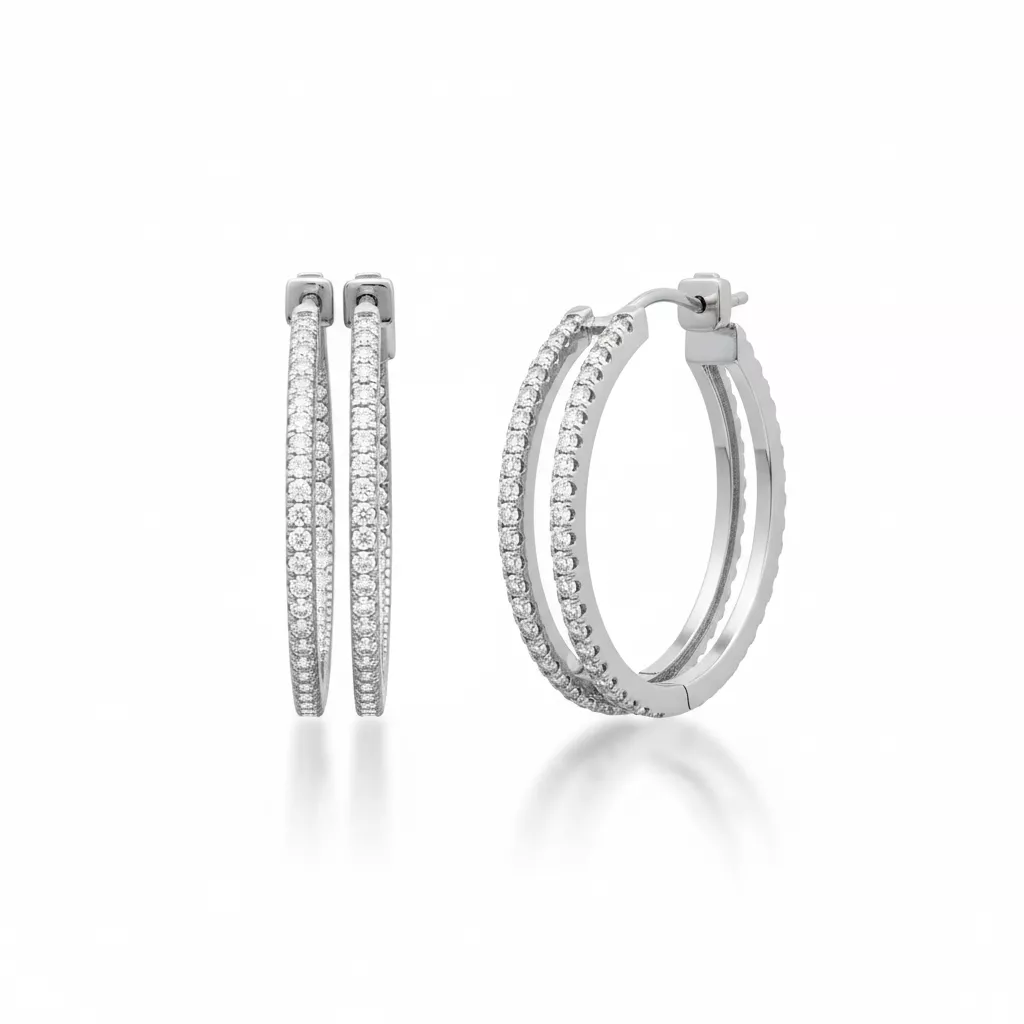 Boucles d'oreilles Créoles Argent Vegara Zirconium - Boucles d'oreilles en Argent 925