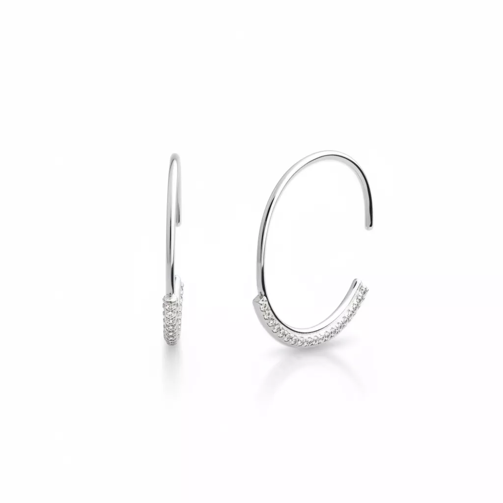 Boucles d'oreilles Créoles Argent Nirinaniela Zirconium - Boucles d'oreilles en Argent 925 - Bijoux en Vogue