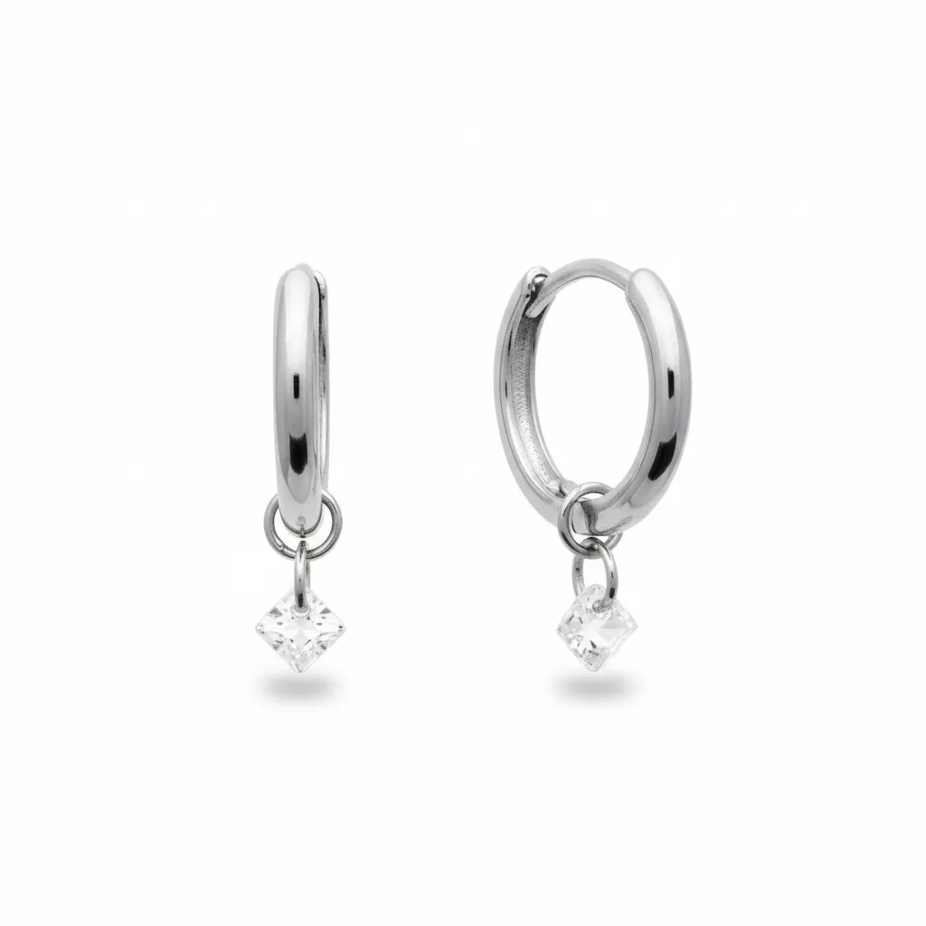 Boucles d'oreilles Créoles Argent Katianne Zirconium Joaillerie - Boucles d'oreilles en Argent 925 - Bijoux en Vogue