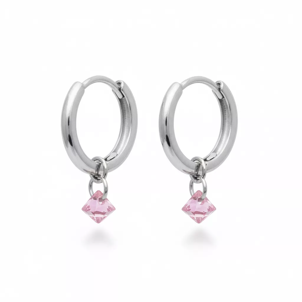 Boucles d'oreilles Créoles Argent Katianne Zirconium Couleurs - Boucles d'oreilles en Argent 925 - Bijoux en Vogue