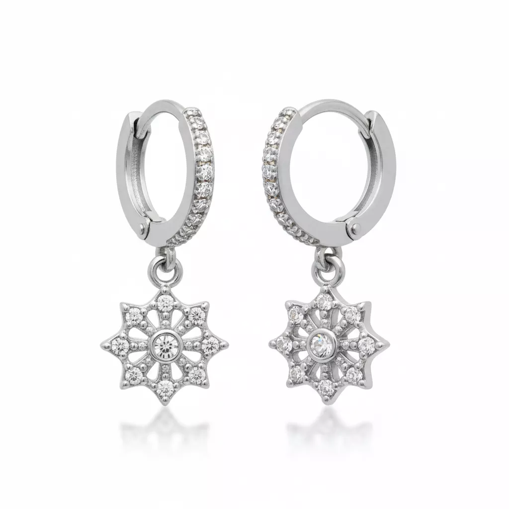 Boucles d'oreilles Créoles Argent Laserna Zirconium Figuratif - Boucles d'oreilles en Argent 925 - Bijoux en Vogue