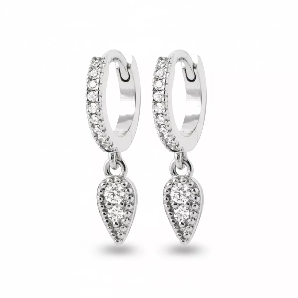 Boucles d'oreilles Créoles Argent Ghadeer Zirconium Géométrie - Boucles d'oreilles en Argent 925 - Bijoux en Vogue