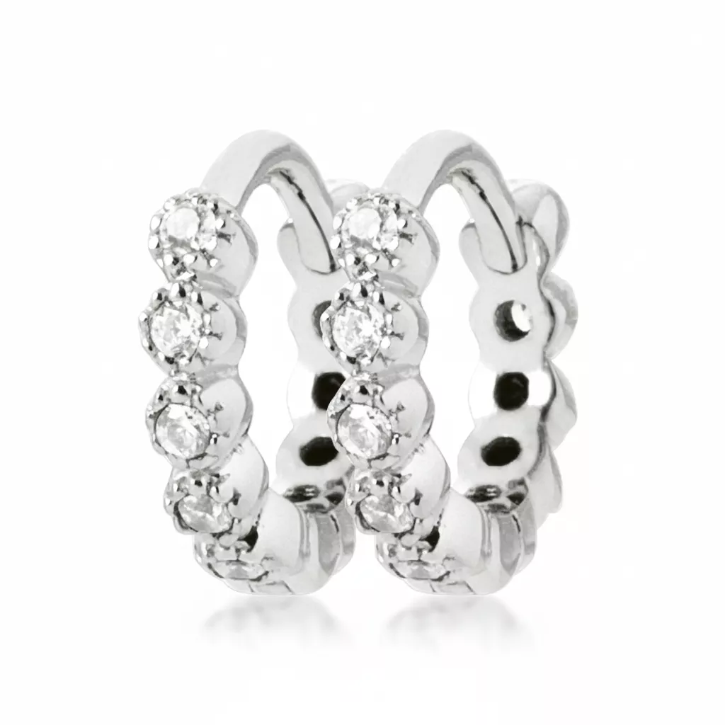 Boucles d'oreilles Créoles Argent Musette Zirconium - Boucles d'oreilles en Argent 925 - Bijoux en Vogue