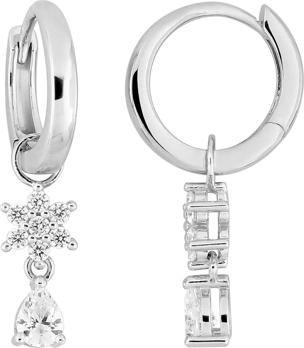 Boucles d'oreilles Créoles Argent Gommara Zirconium - Boucles d'oreilles en Argent 925 - Bijoux en Vogue