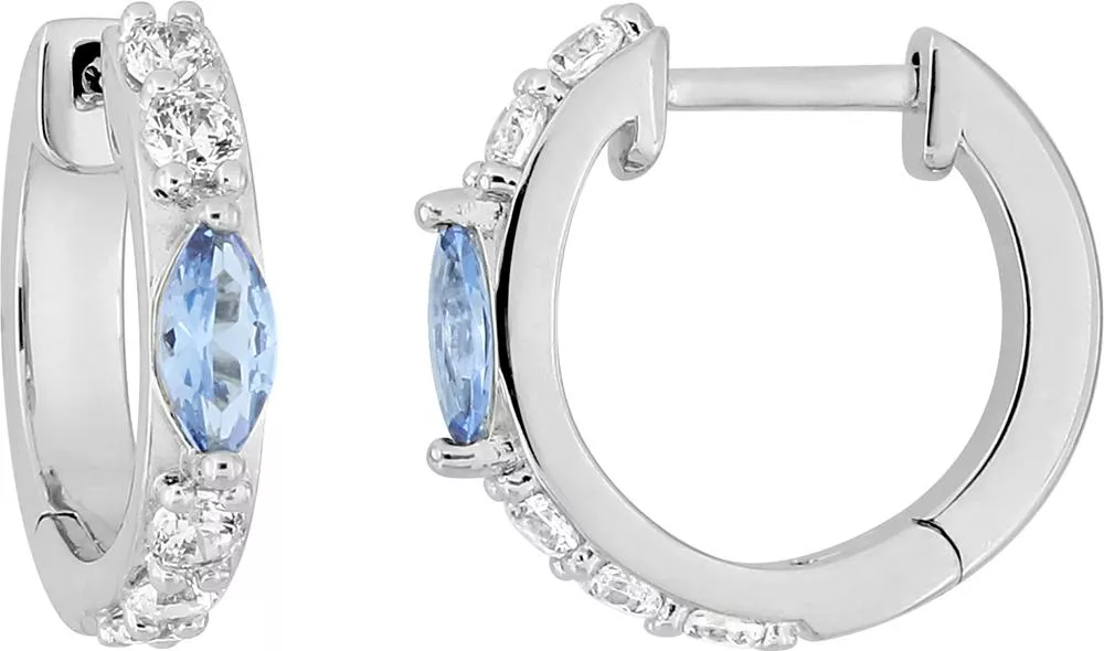 Boucles d'oreilles Créoles Argent Nizamoudine Zirconium Blanc Bleu - Boucles d'oreilles en Argent 925 - Bijoux en Vogue