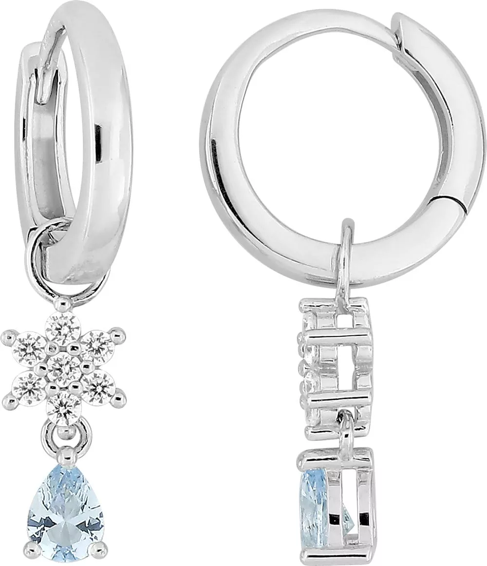 Boucles d'oreilles Créoles Argent Armenouhie Zirconium Blanc Bleu - Boucles d'oreilles en Argent 925 - Bijoux en Vogue