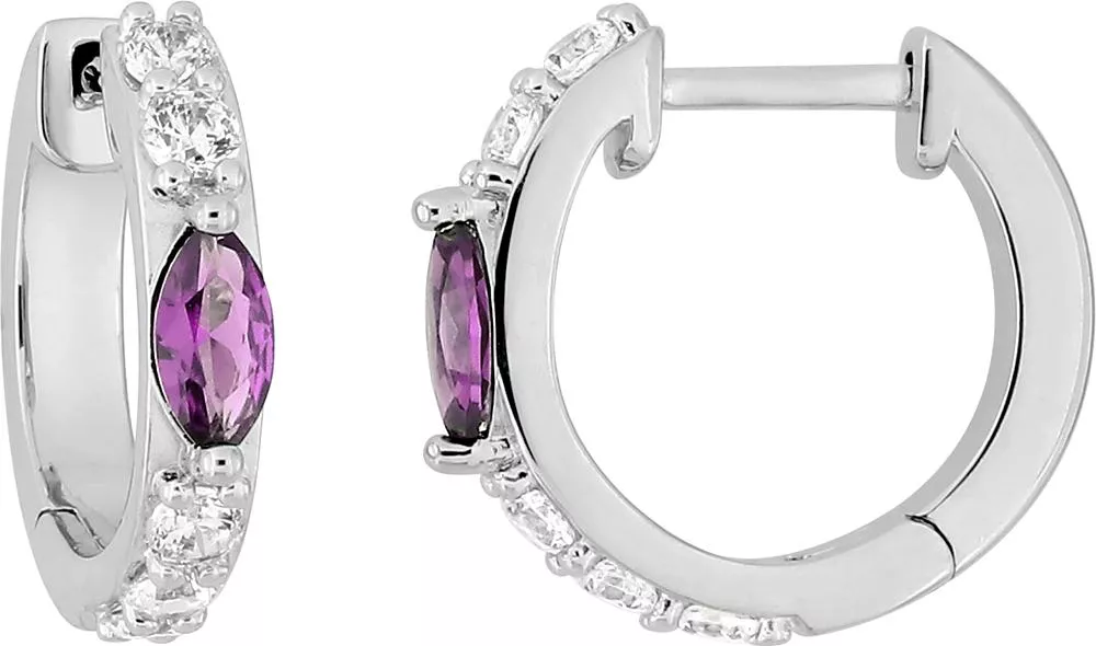 Boucles d'oreilles Créoles Argent Bienbenida Zirconium Violet - Boucles d'oreilles en Argent 925 - Bijoux en Vogue