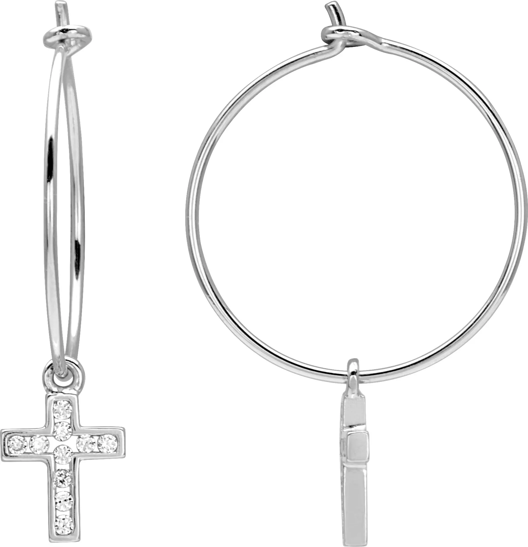 Boucles d'oreilles Créoles Argent Firande Diamètre 20mm Zirconium Étoile - Boucles d'oreilles en Argent 925 - Bijoux en Vogue