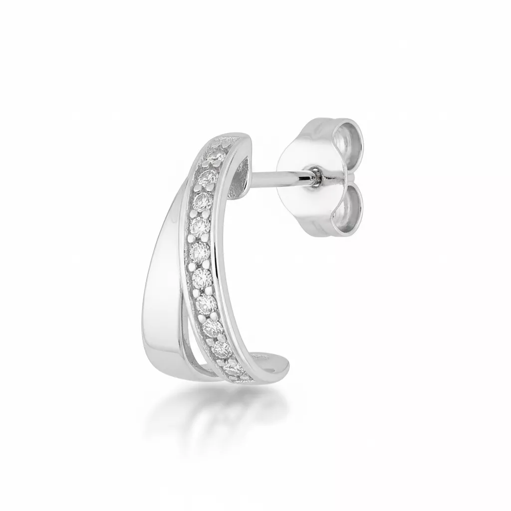 Boucles d'oreilles Créoles Or Blanc Diamant - Boucles d'oreilles en Or 375 9k
