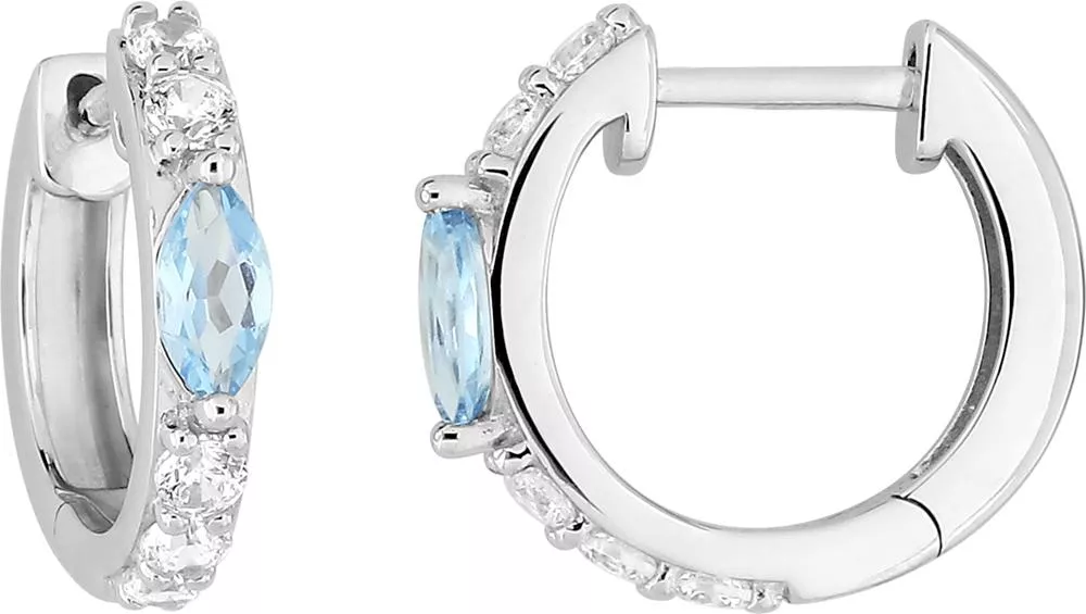 Boucles d'oreilles Créoles Or Blanc Yennenga bleu Zirconium Topaze - Boucles d'oreilles en Or 375 9k - Bijoux en Vogue