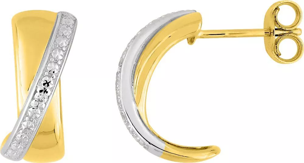 Boucles d'oreilles Créoles Or Diamant - Boucles d'oreilles en Or 375 9k