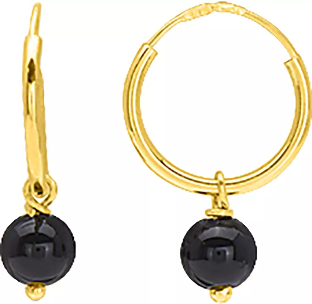 Boucles d'oreilles Créoles Or Petronie Onyx - Boucles d'oreilles en Or 375 9k - Bijoux en Vogue