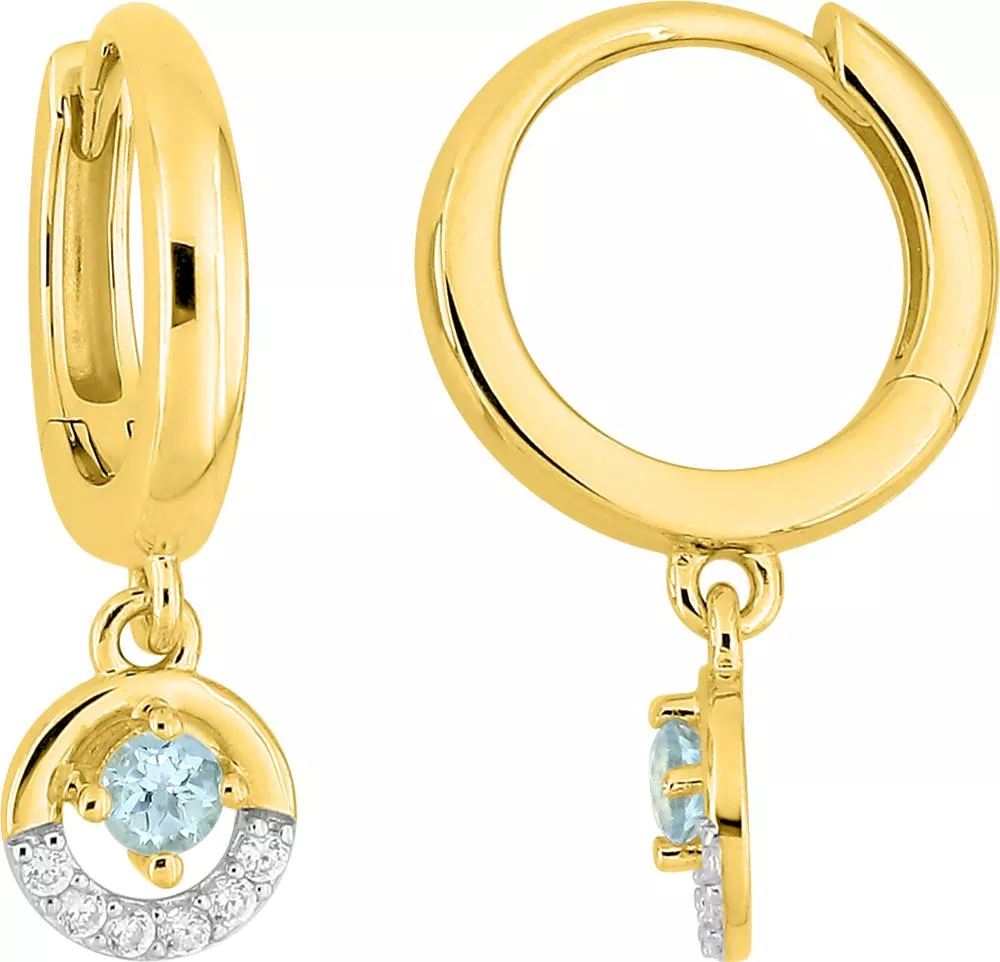 Boucles d'oreilles Créoles Or Assimahani bleu Zirconium Topaze - Boucles d'oreilles en Or 375 9k - Bijoux en Vogue