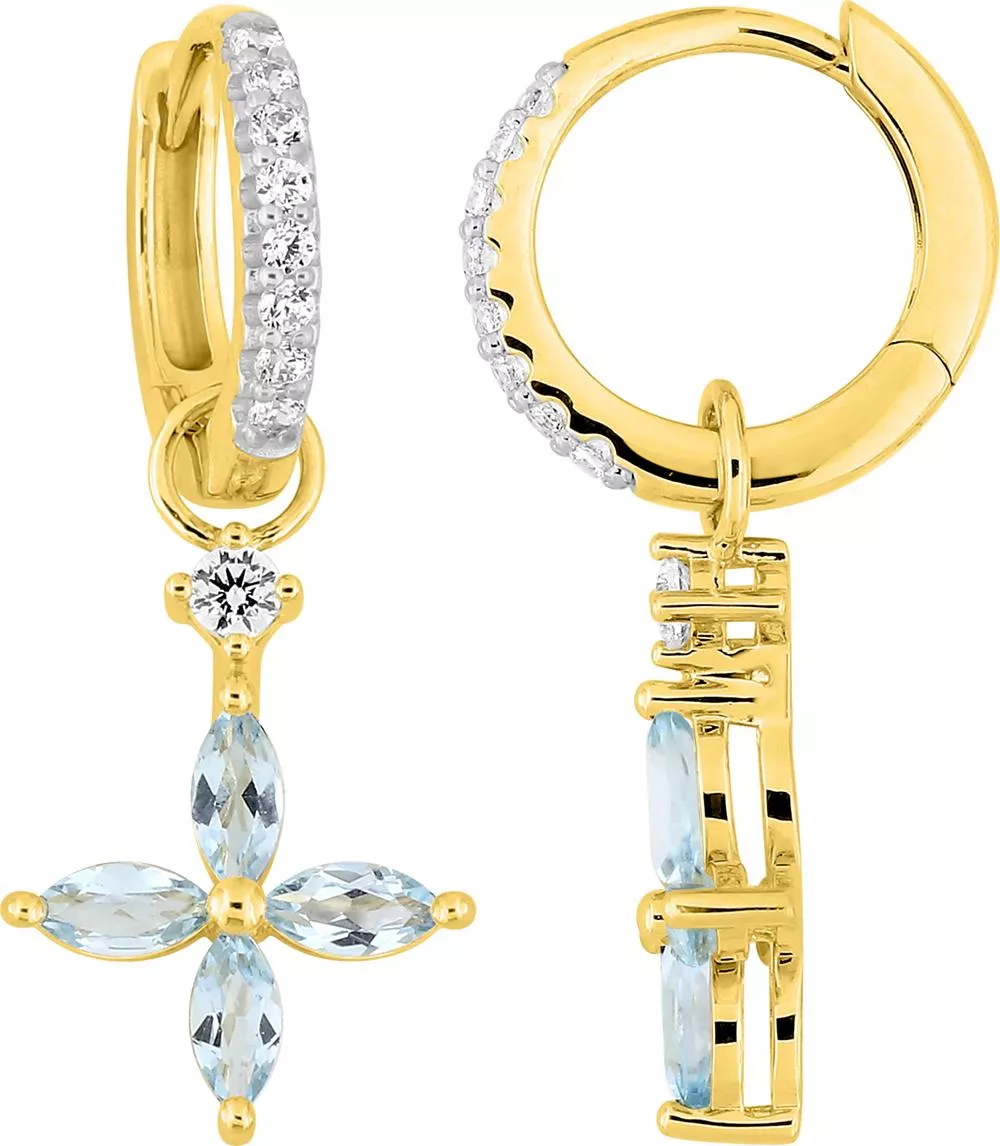 Boucles d'oreilles Créoles Or Atelya bleu Zirconium Topaze - Boucles d'oreilles en Or 375 9k - Bijoux en Vogue