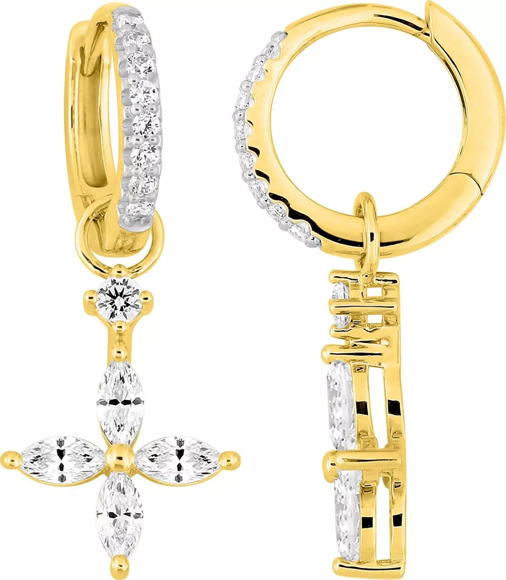 Boucles d'oreilles Créoles Or Boudjama Zirconium - Boucles d'oreilles en Or 375 9k - Bijoux en Vogue