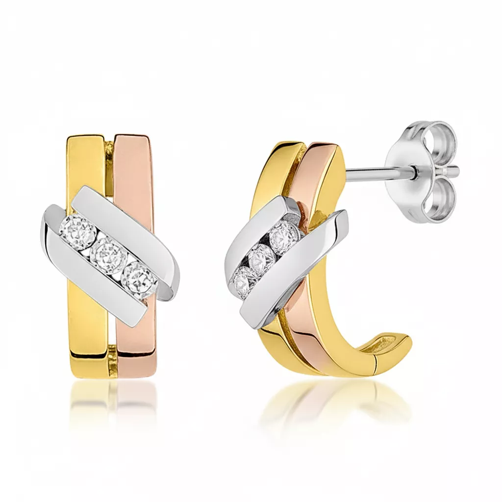 Boucles d'oreilles Créoles Or Blanc Muama ,Jaune,Rose Diamant - Boucles d'oreilles en Or 750 18k
