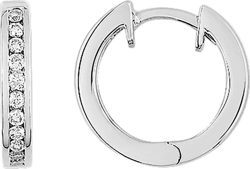 Boucles d'oreilles Créoles Or Blanc Khadijha Diamant - Boucles d'oreilles en Or 750 18k
