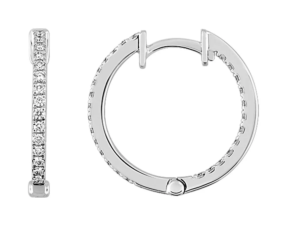 Boucles d'oreilles Créoles Or Blanc Diamant - Boucles d'oreilles en Or 750 18k