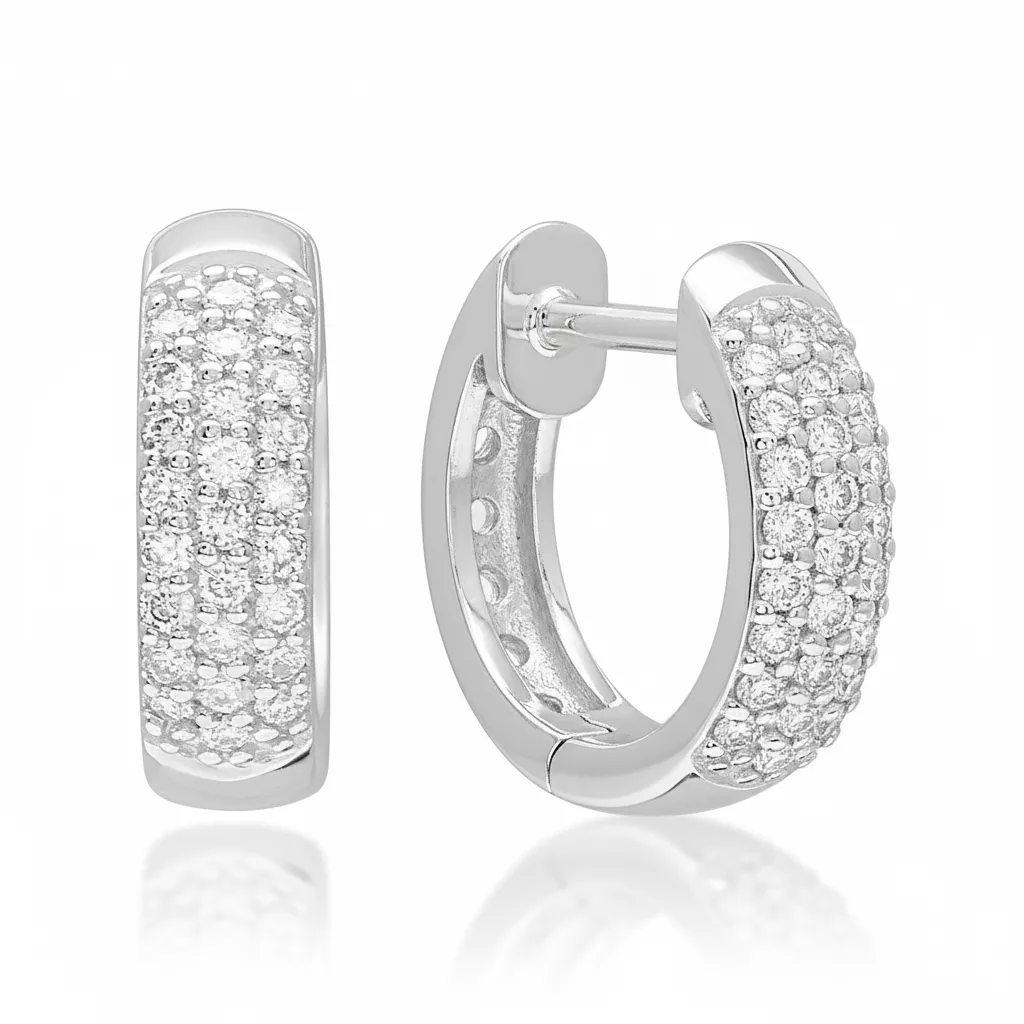 Boucles d'oreilles Créoles Or Blanc Diamant - Boucles d'oreilles en Or 750 18k - Bijoux en Vogue