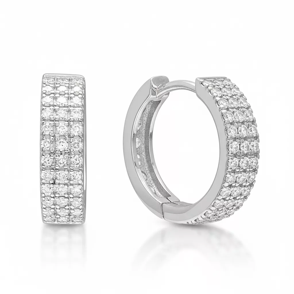 Boucles d'oreilles Créoles Or Blanc Chanveasna Diamant Ø 10mm - Boucles d'oreilles en Or 750 18k