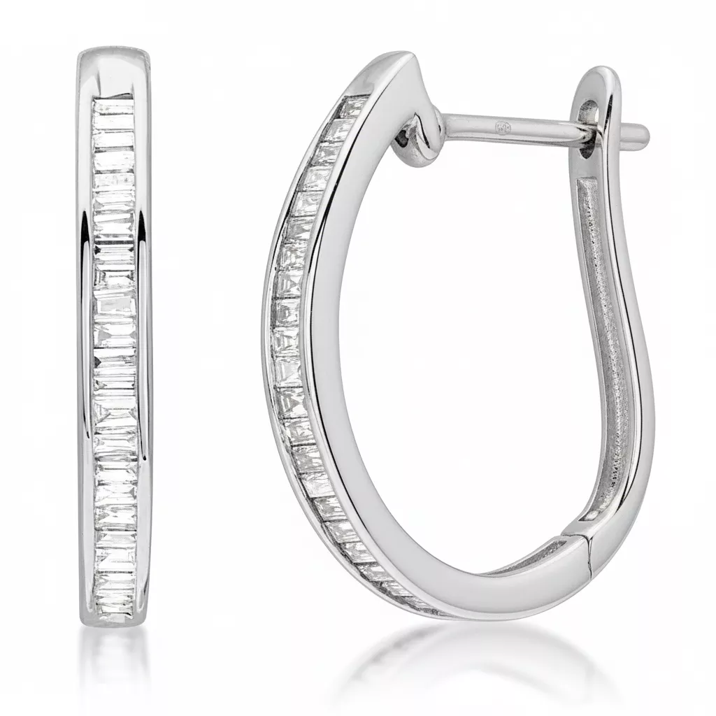 Boucles d'oreilles Créoles Or Blanc Radomirka Diamant - Boucles d'oreilles en Or 750 18k