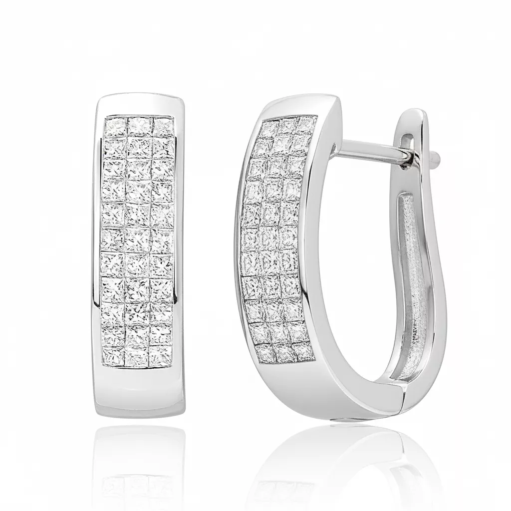 Boucles d'oreilles Créoles Or Blanc Gbodja Diamant - Boucles d'oreilles en Or 750 18k