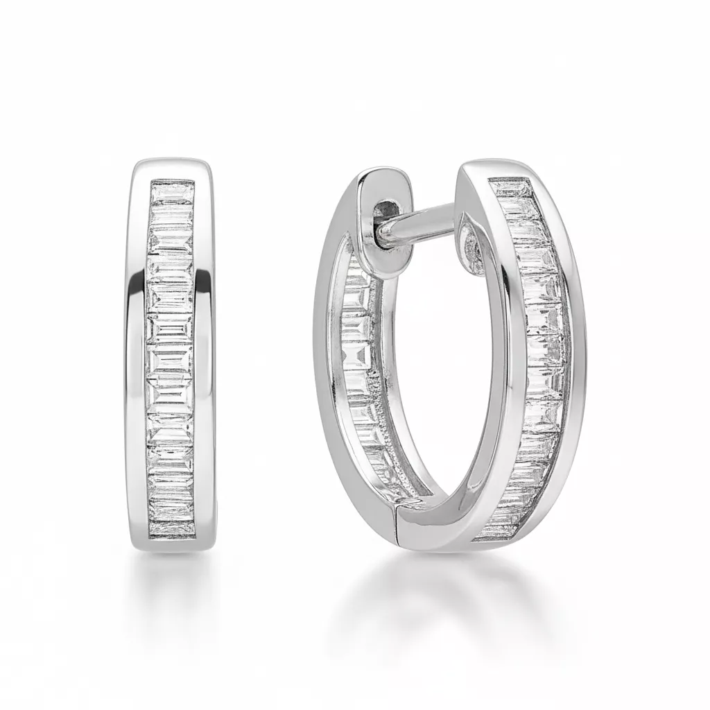 Boucles d'oreilles Créoles Or Blanc Djaiddine Diamant - Boucles d'oreilles en Or 750 18k